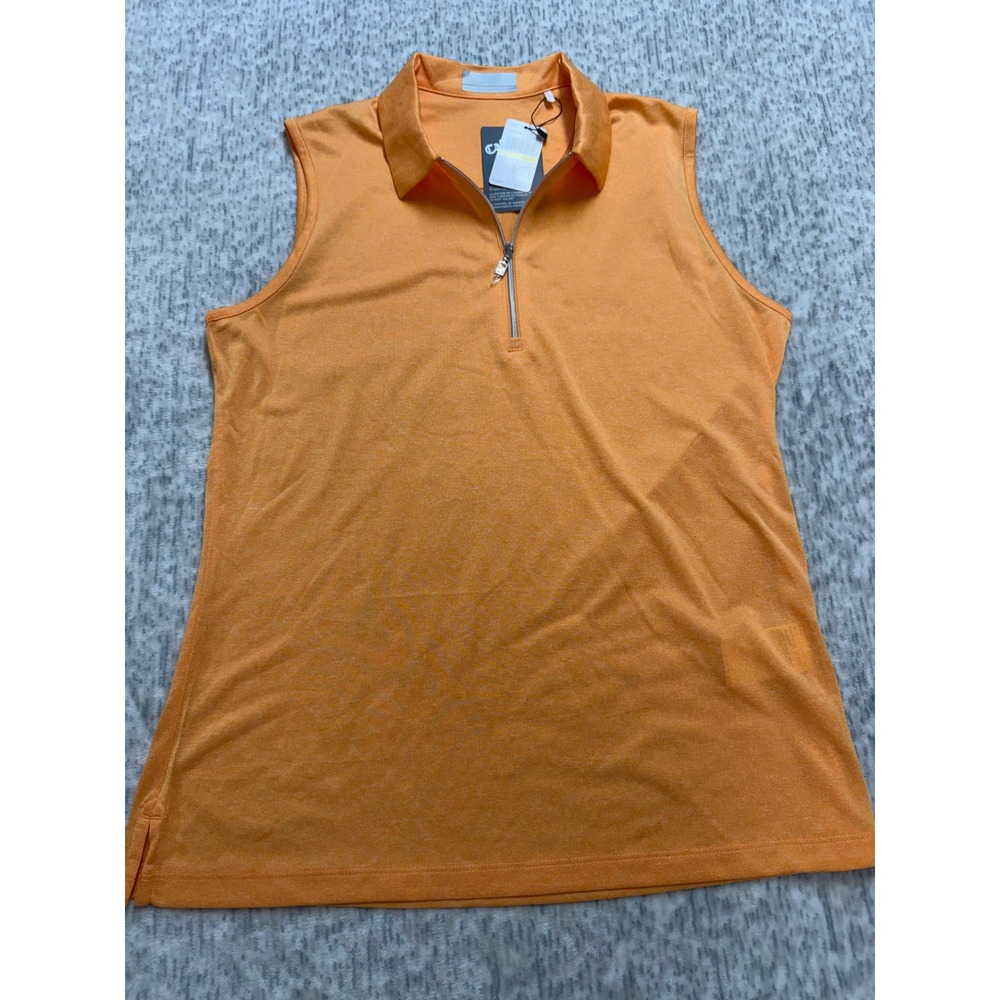 Callaway Womens Sm Sleeveless Golf Polo Shirt Papaya Heather Orange CGKSB0D8DS